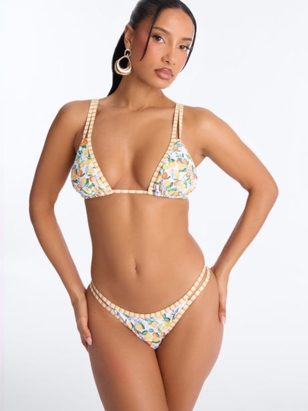 Sweet Citrus 2 Piece Bikini Lemon Print - Fashion Nova - Brand New